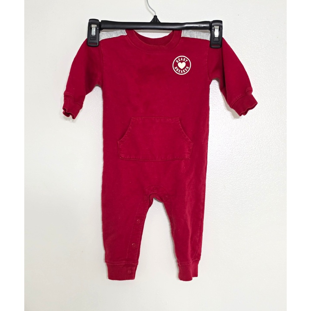 Carter's Heart Breaker Red Fleece Romper One Piece Baby 9M